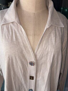 Soft Surroundings Tunic Top 2X Danielle Button 3/4 Sleeve